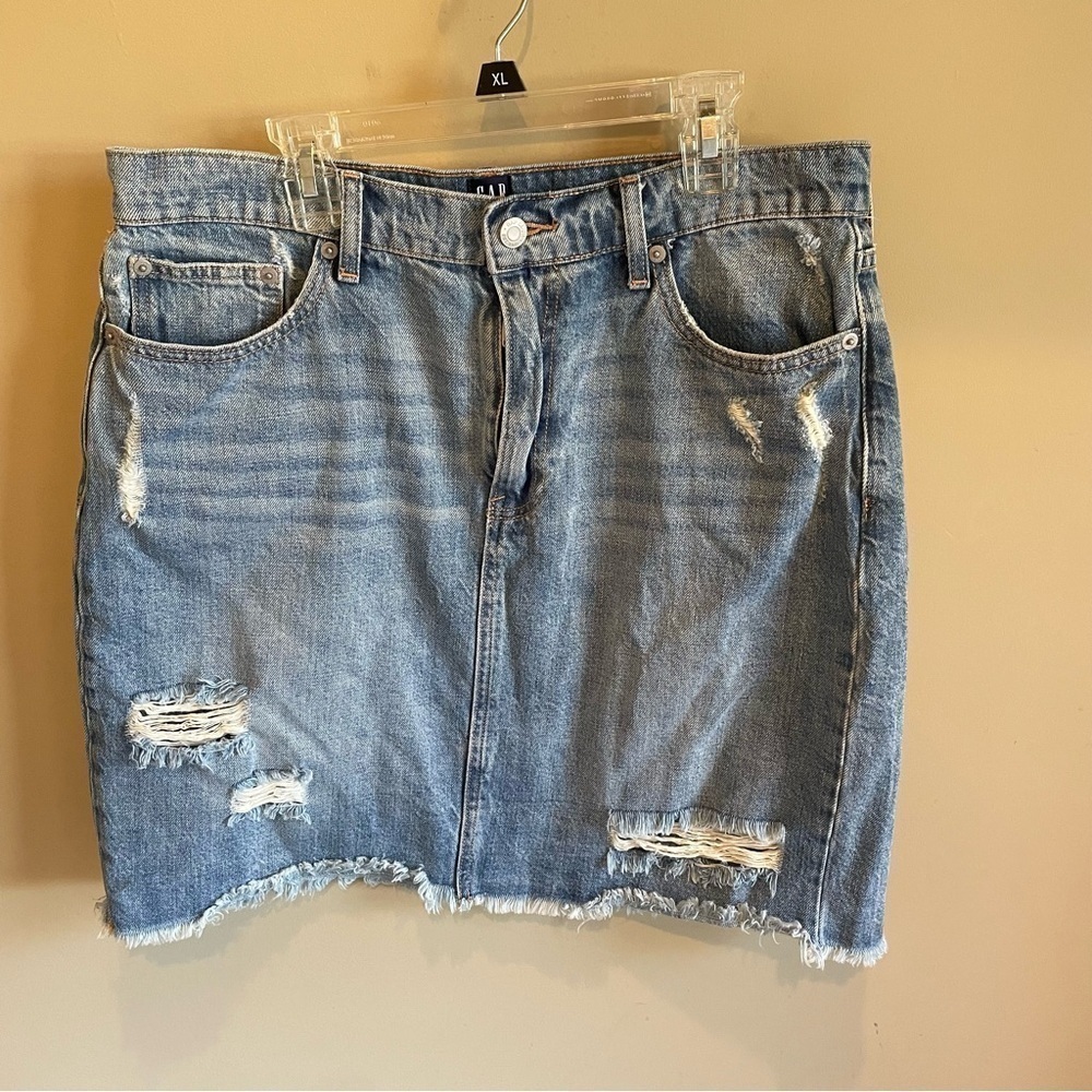 Y2K Gap Raw Hem Cotton Denim Mini Skirt Sz 31